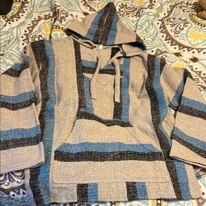 🔥AUTHENTIC BAJA STRIPED TAN/BLUE HOODIE UNISEX